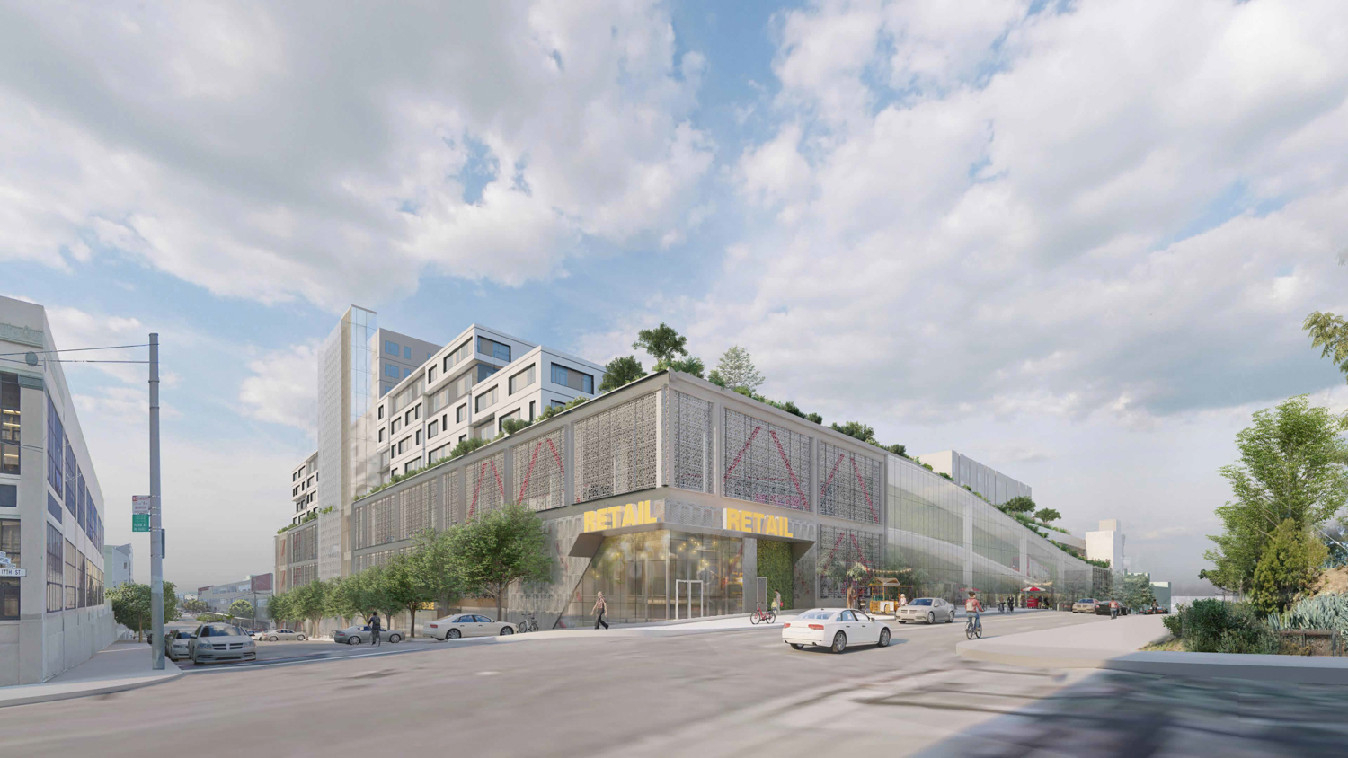 2500 Mariposa Street retail view from Hampshire Street and 17th Street, rendering by IBI Group