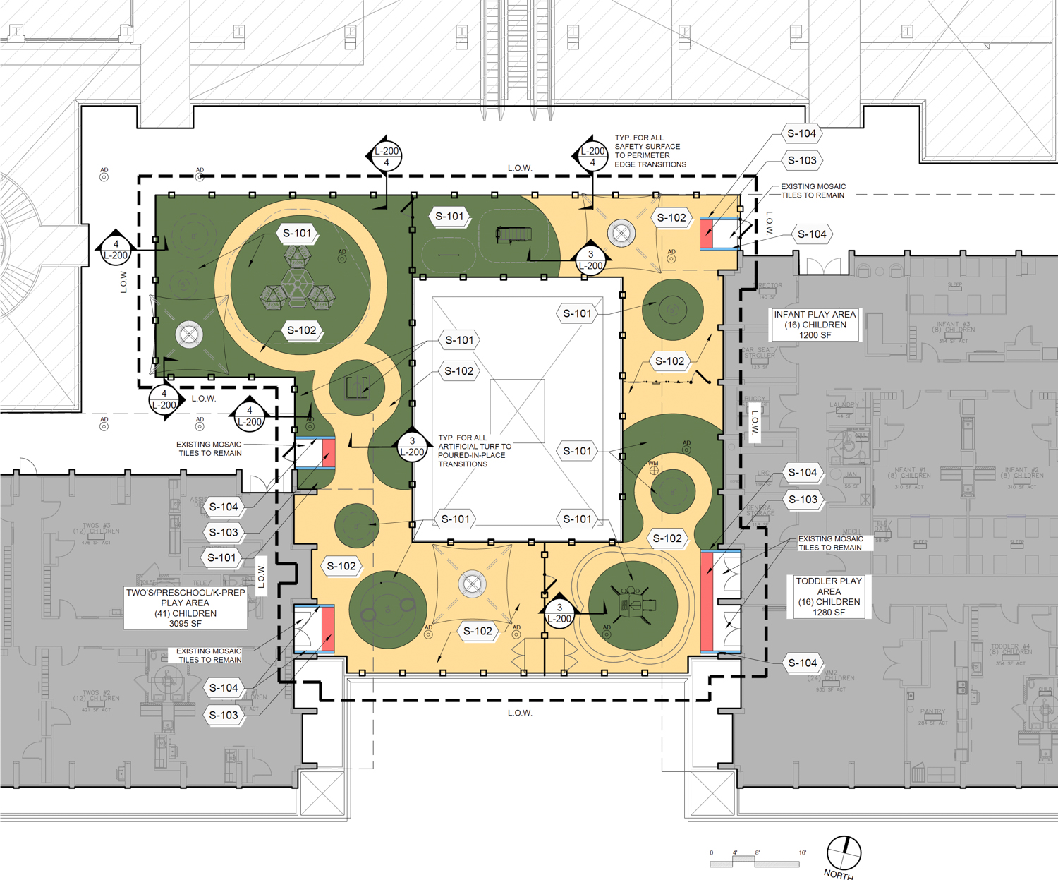 3 Embarcadero Center childcare facility site map, illustration by Studio MLA Architects