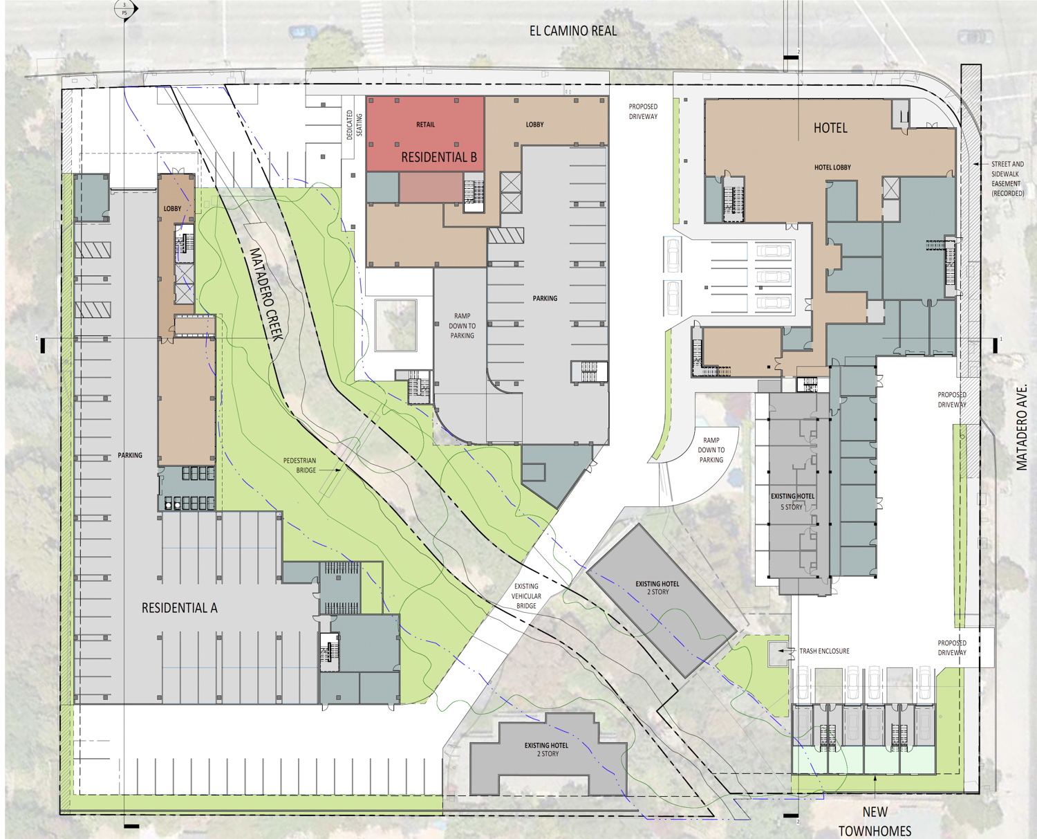 3400 El Camino Real site map, illustration by Lowney Architecture