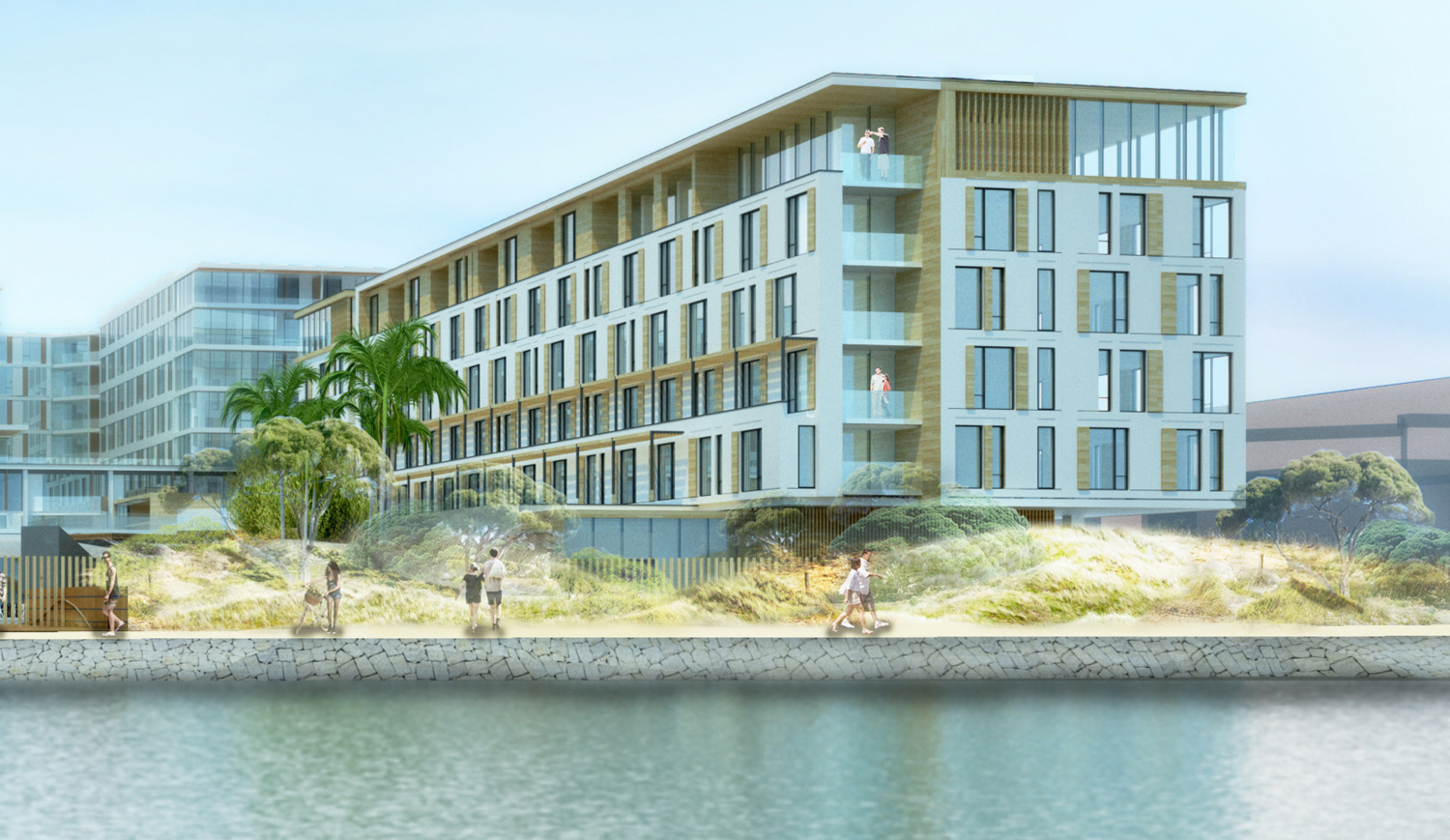 Jack London Square Parcel F3 hotel close-up, rendering by Solomon Cordwell Buenz