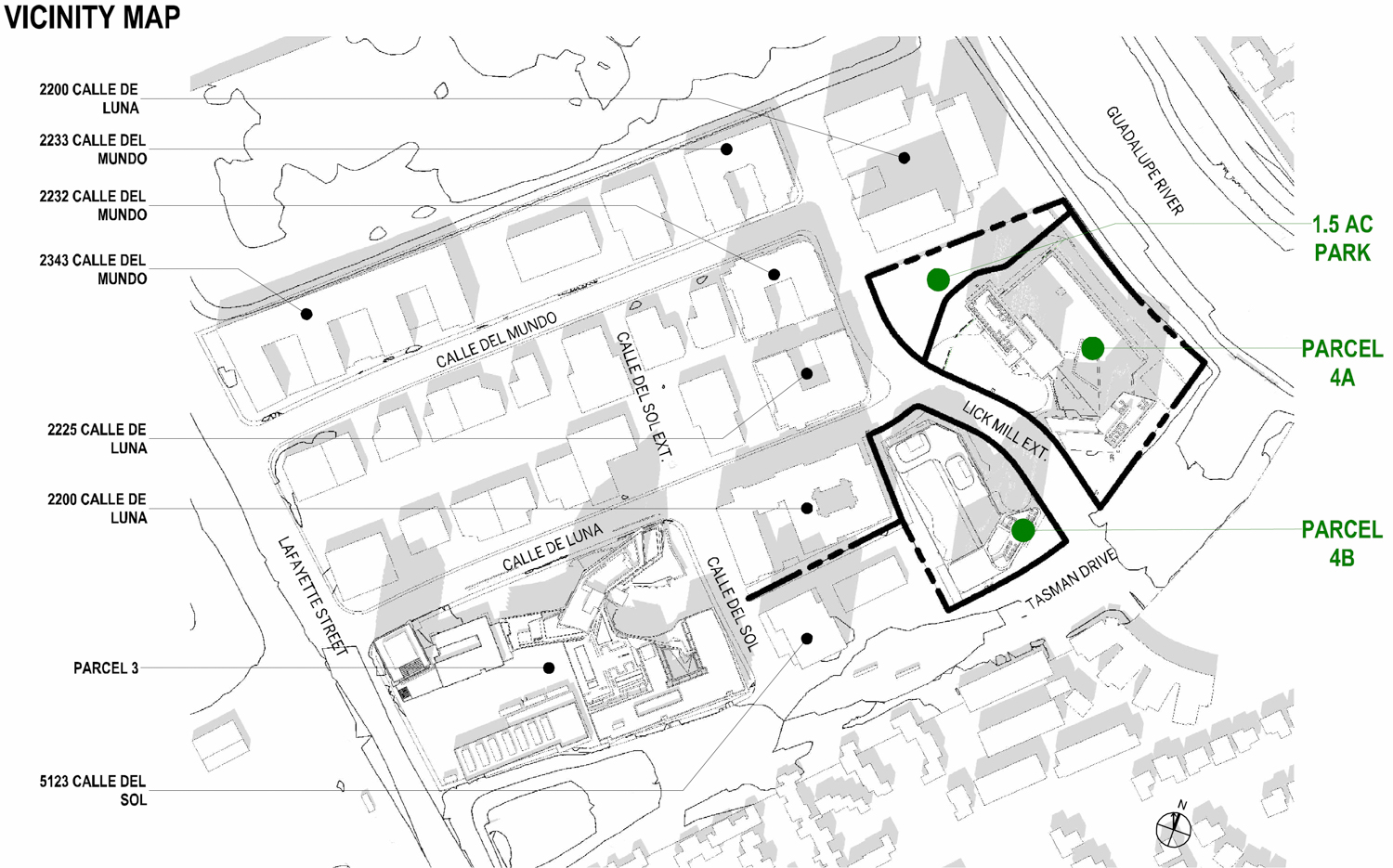 Tasman East Parcel 4 within the wider neighborhood context, illustration via project plans