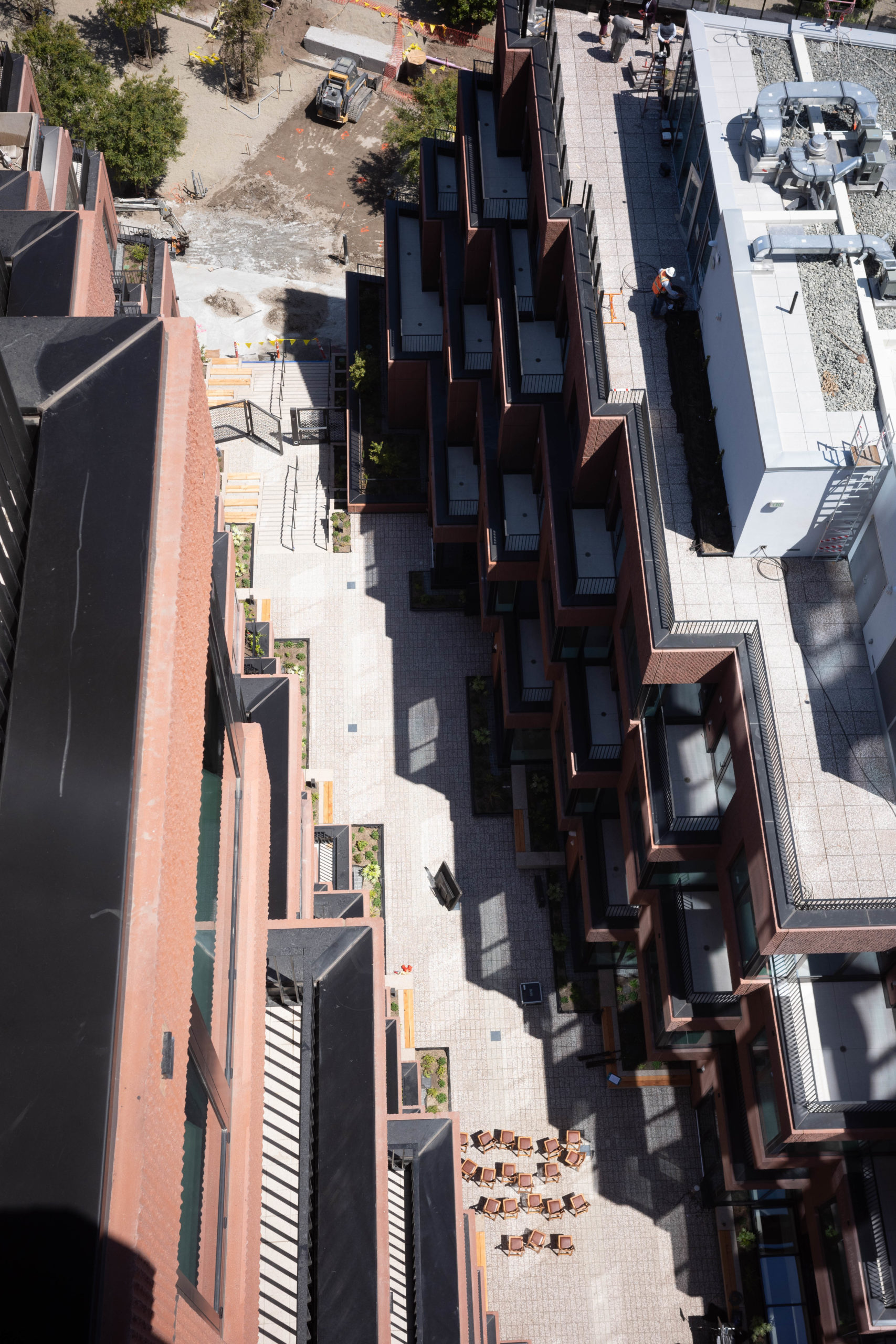 View looking down from an apartment on Floor 16 of The Canyon, image by Andrew Campbell Nelson