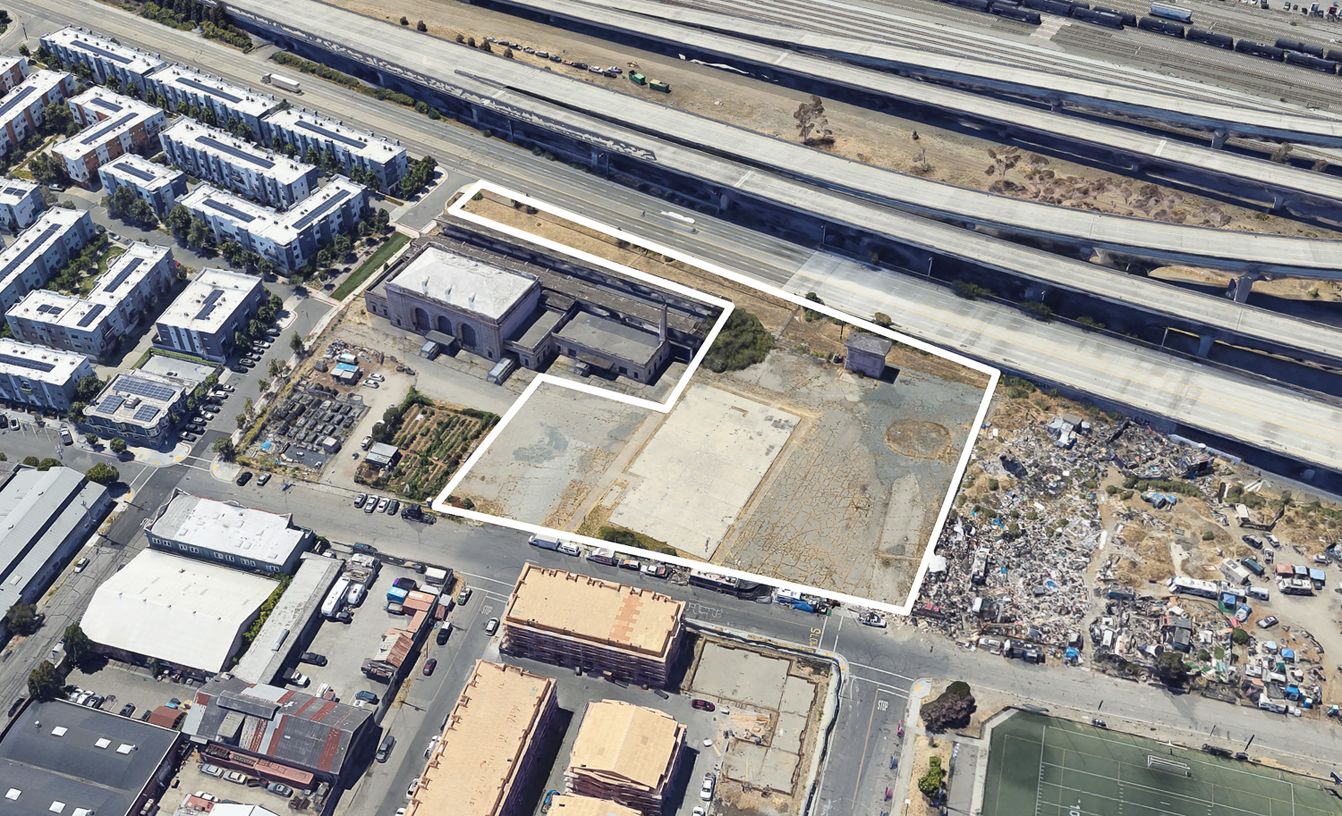 1405 Wood Street property outlined approximately by YIMBY, image via Google Satellite