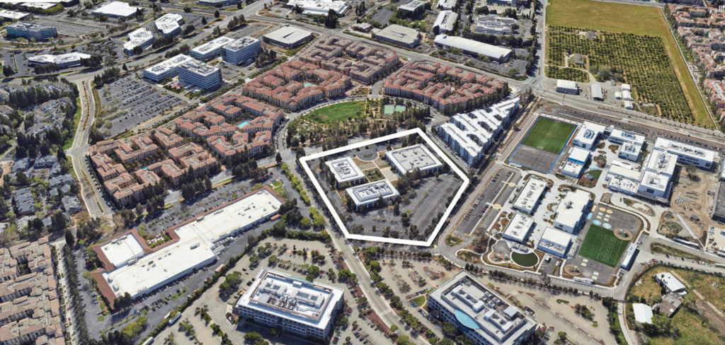 211-281 River Oaks Parkway property outlined approximately by YIMBY, image via Google Satellite