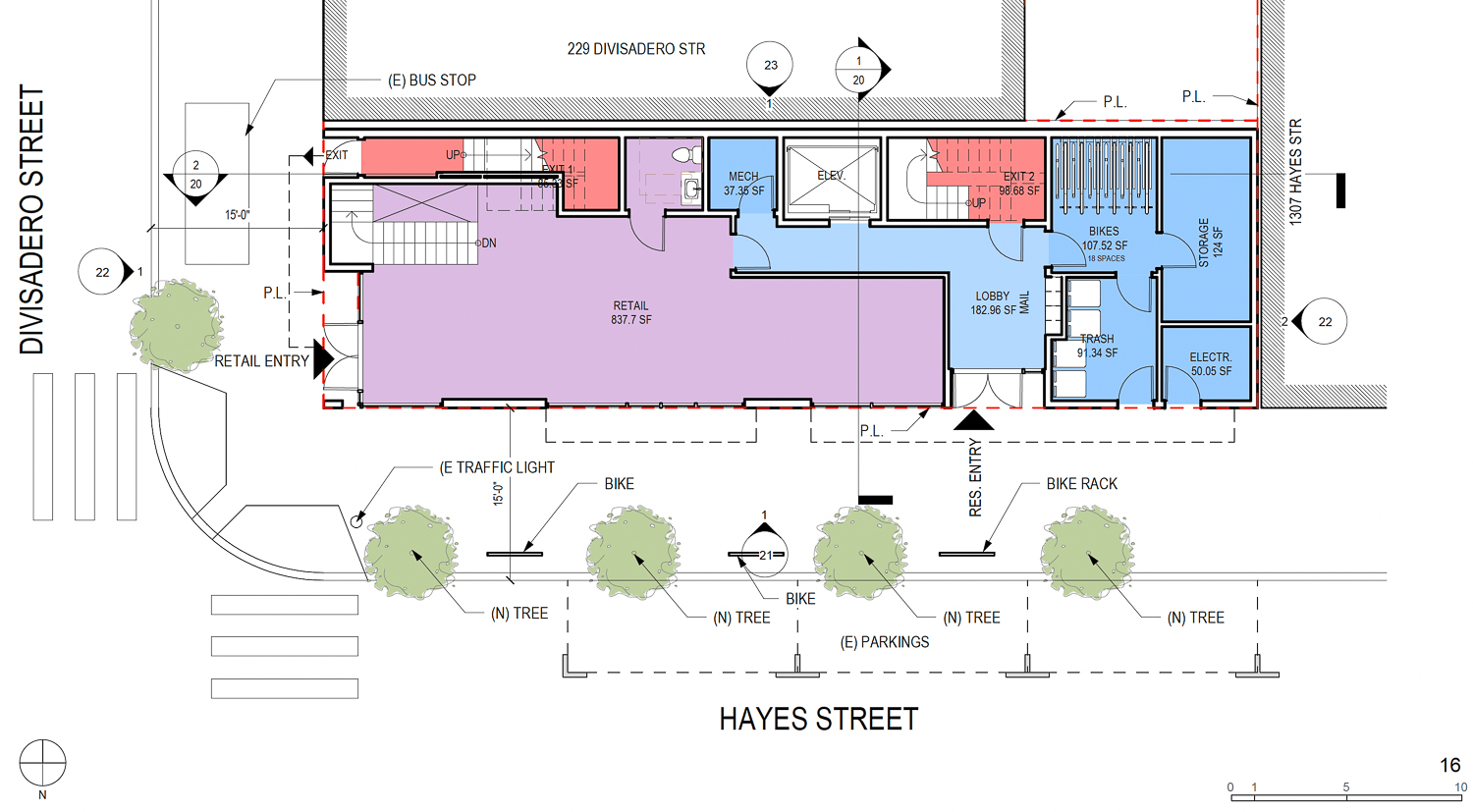 599 Divisadero Street ground-level floor plan, illustration by De Quesada Architects