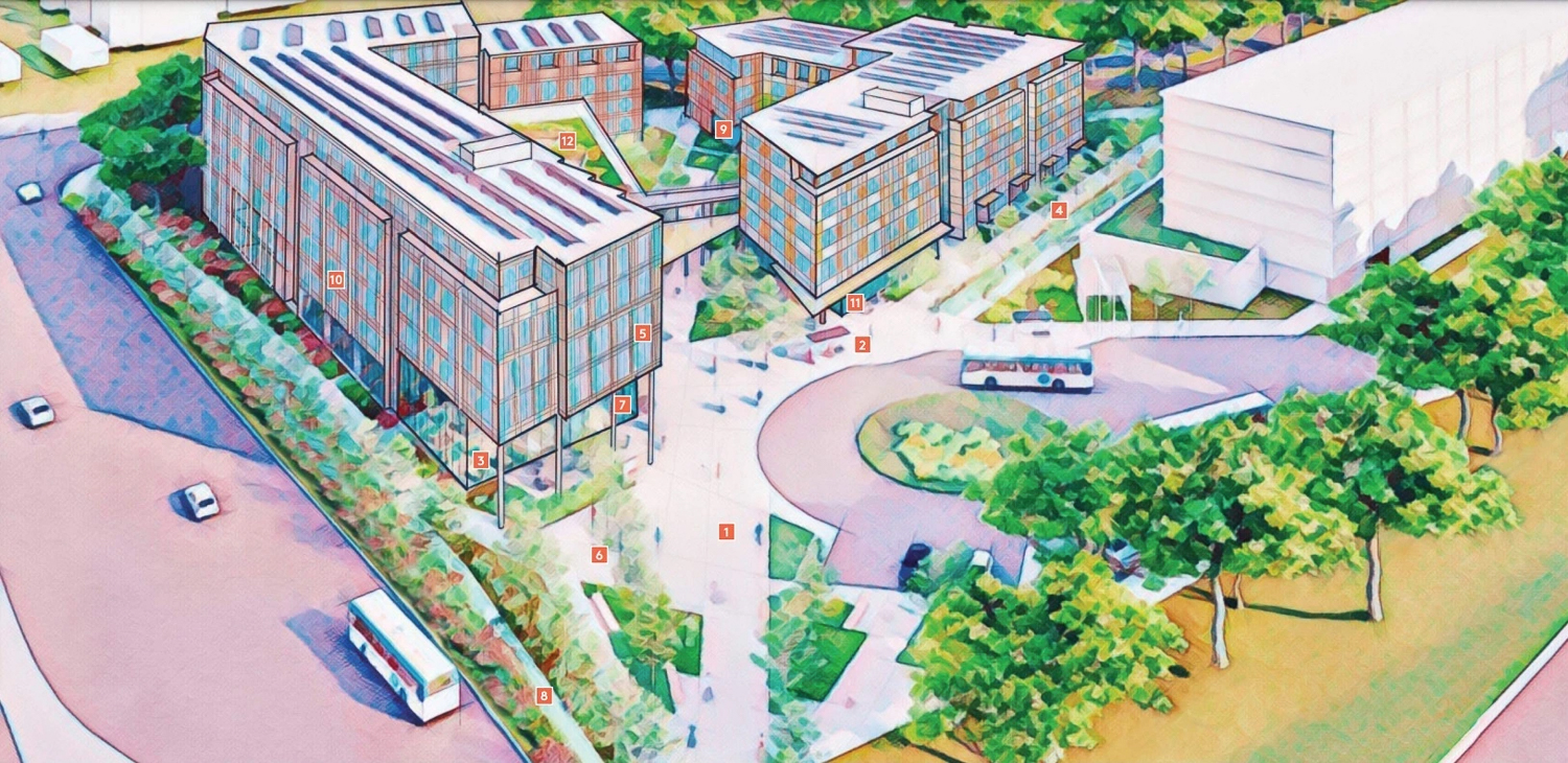 600 East Capitol Expressway aerial view, rendering by Mithun