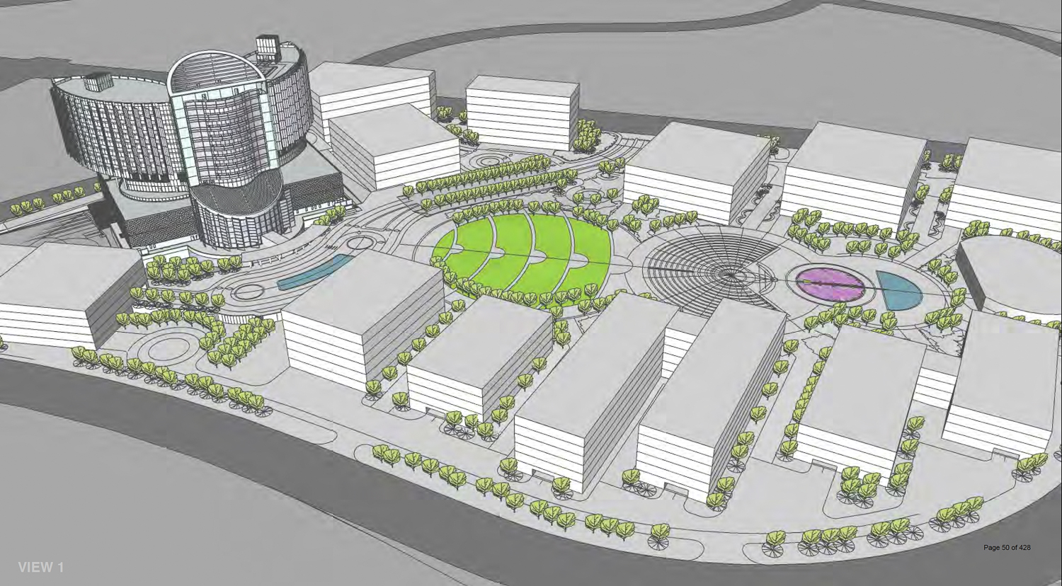 California Northstate University Medical Center masterplan aerial view, rendering by Fong & Chan Architects