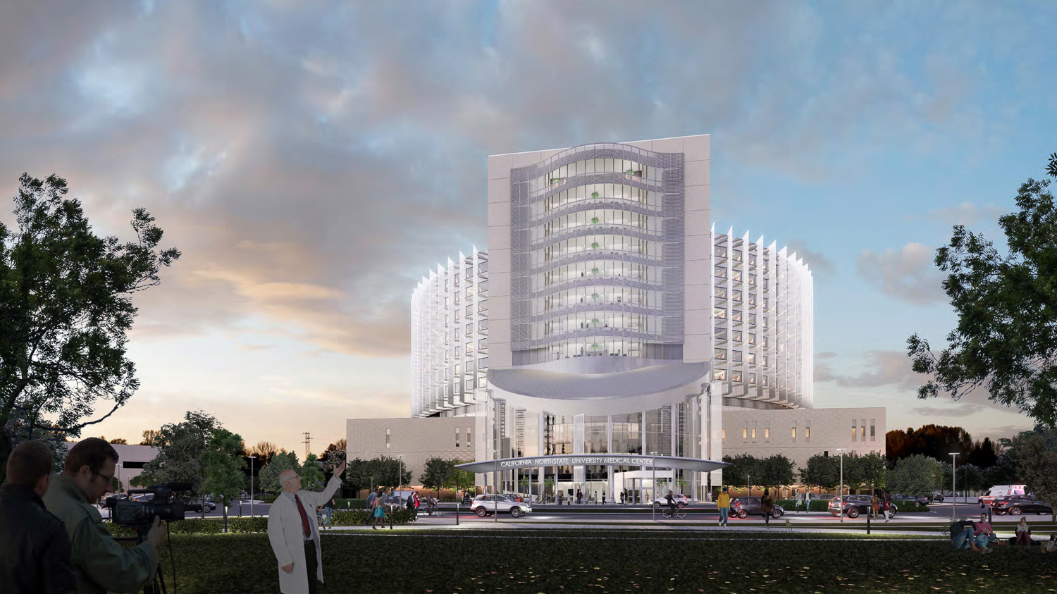 California Northstate University Medical Center view from the campus park, rendering by Fong & Chan Architects