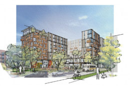 Christie Avenue affordable housing project, rendering by David Baker Architects
