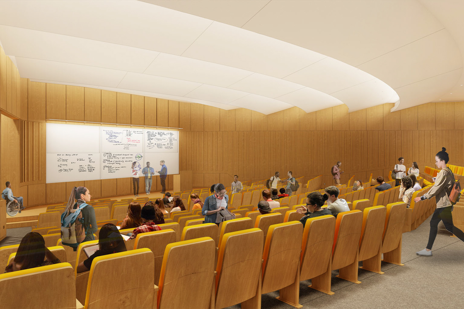 UC Berkeley’s Gateway Building classroom interior, rendering by Weiss Manfredi