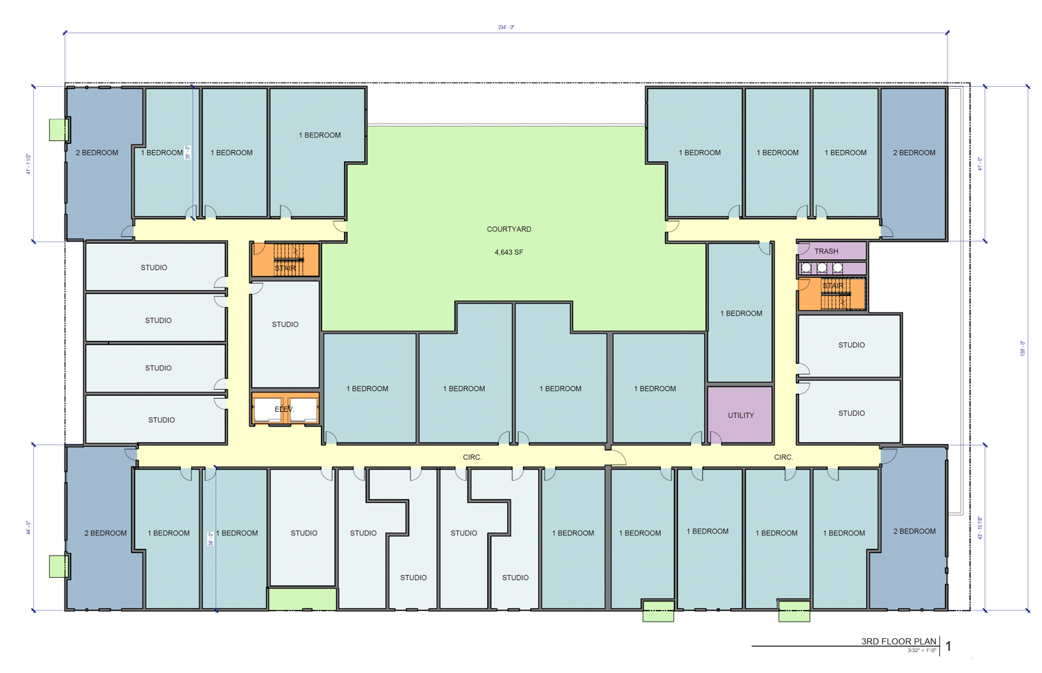 1121 I Street third-level floor plan, illustration by LPAS