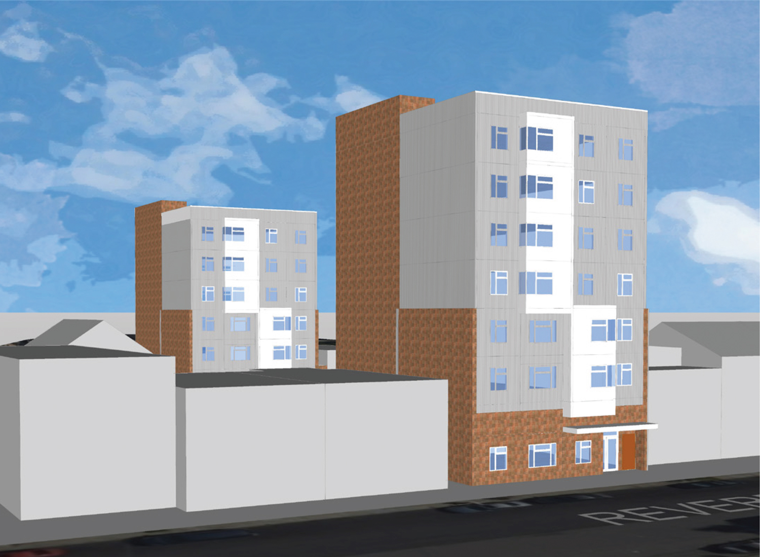 1311 Quesada Avenue seen from Revere Avenue, rendering by Gelfand Partners Architects