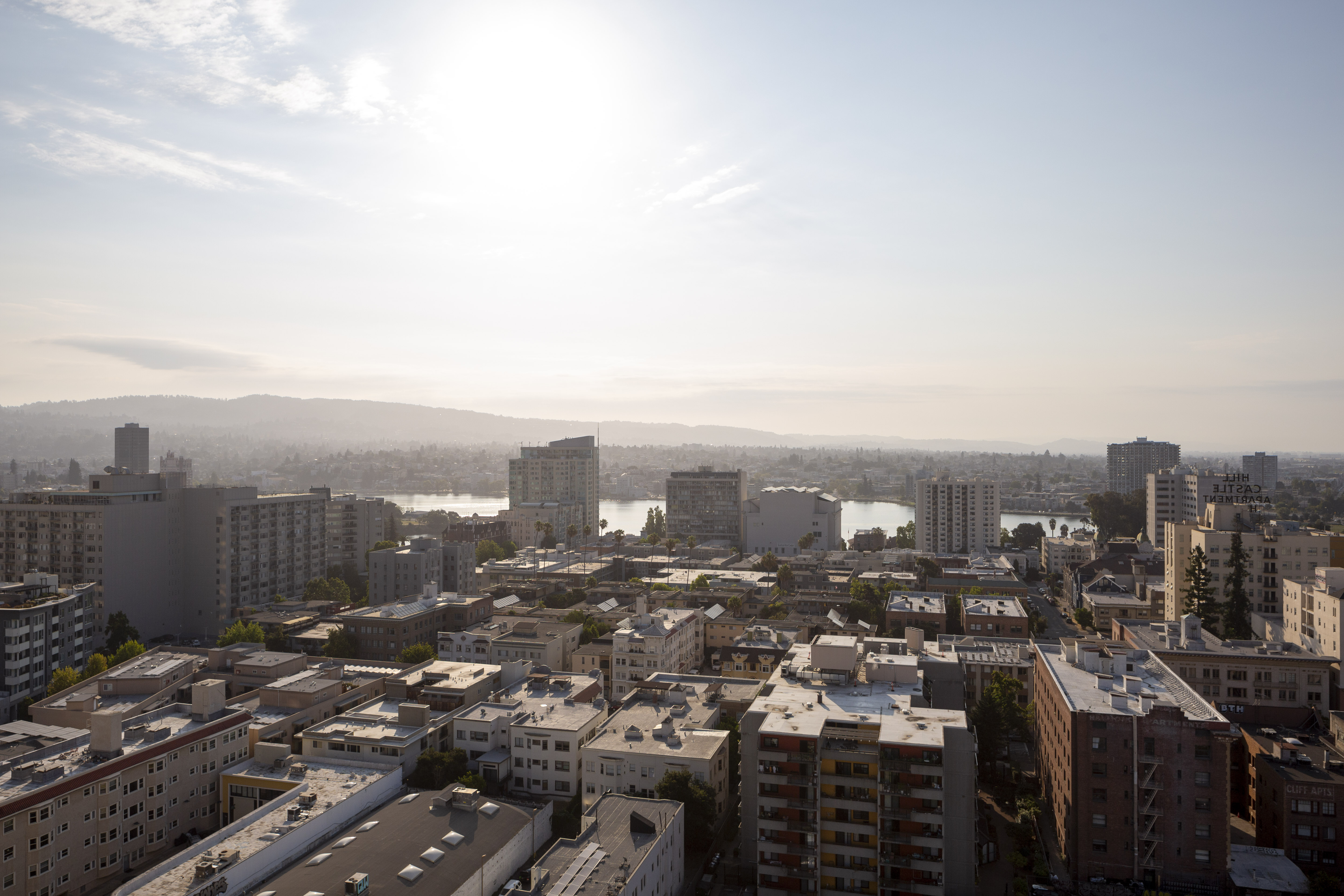 1510 Webster Street rooftop view looking east toward Lake Merritt, image by Andrew Campbell Nelson