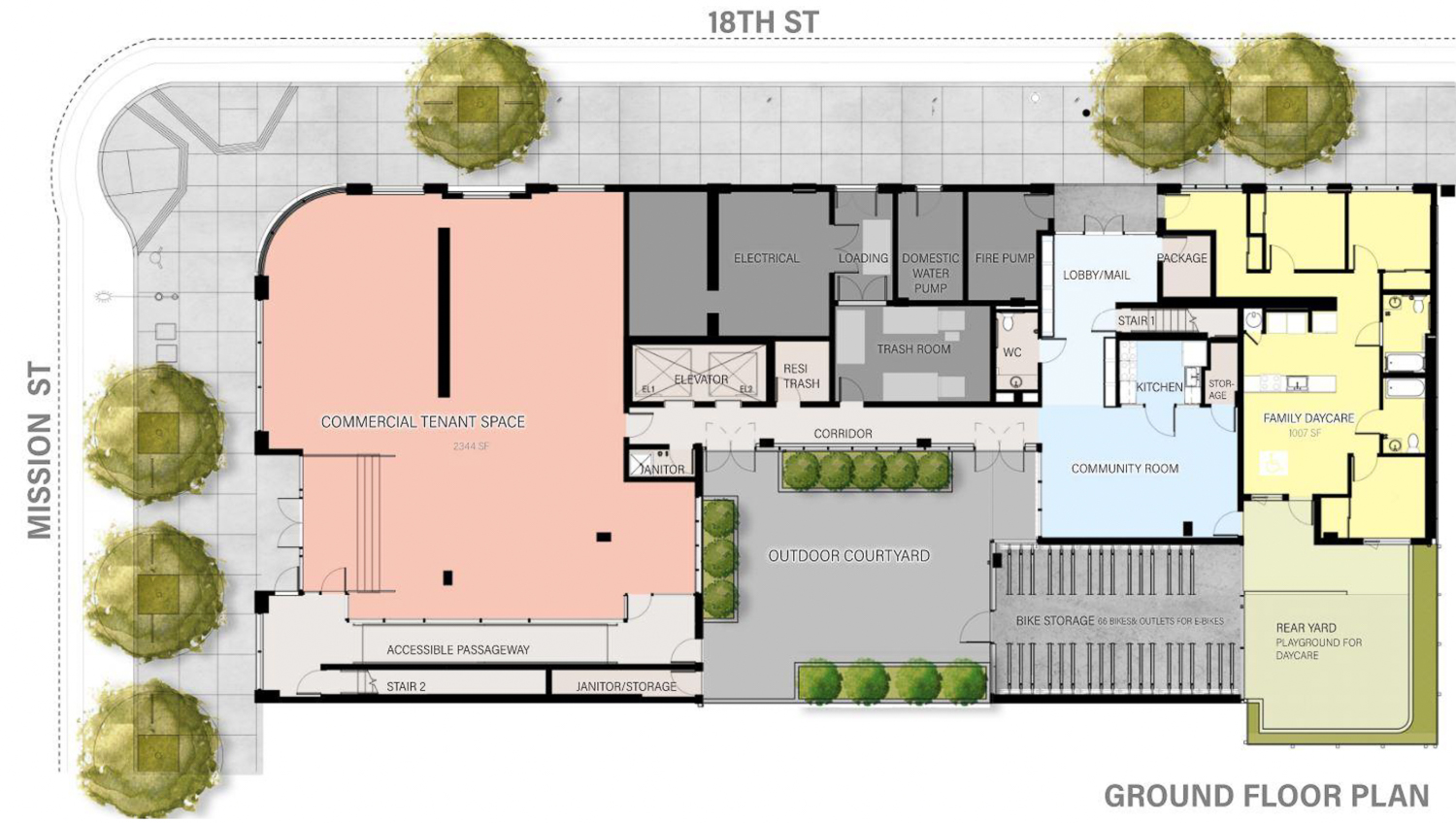 2205 Mission Street ground-level floor plan, illustration via MEDA