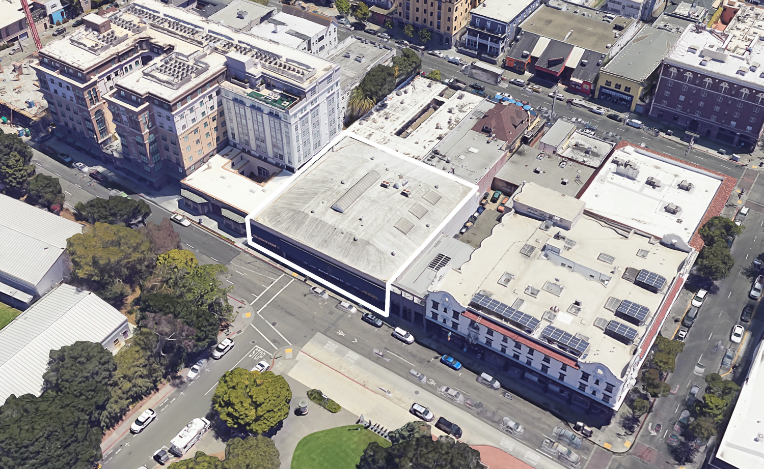 2530 Bancroft Way outlined approximately by YIMBY, image via Google Satellite