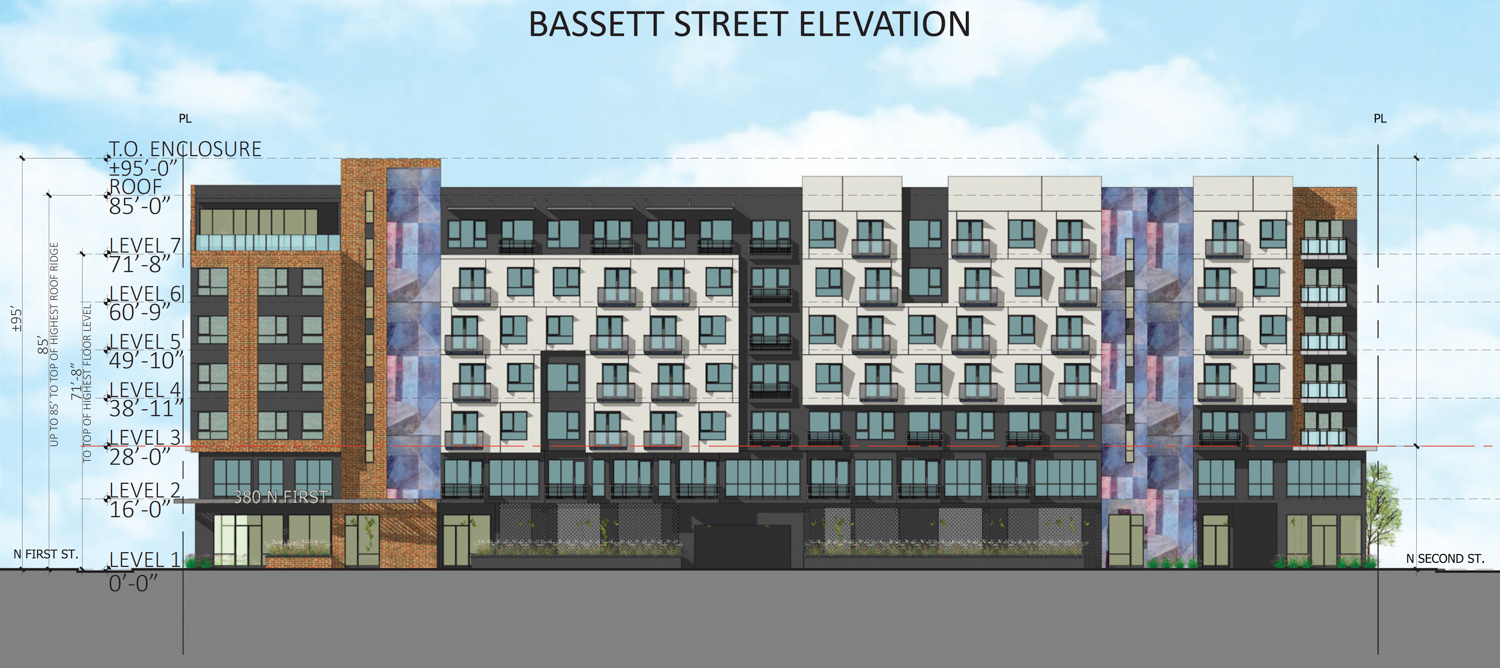 380 North 1st Street facade facing Bassett Street, illustration by Studio T Square