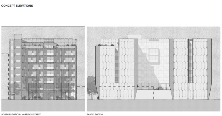 850 Harrison Street concept elevation, illustration by Leddy Maytum Stacy Architects