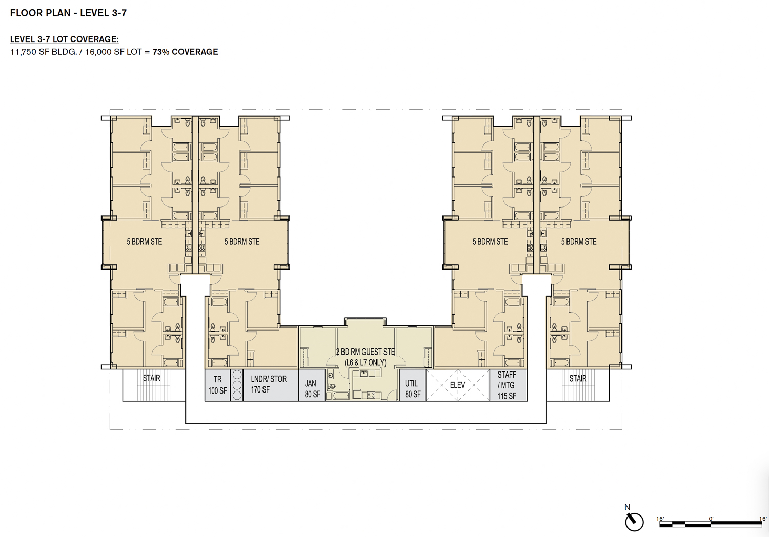 850 Harrison Street floor plans for levels 3-7, illustration by Leddy Maytum Stacy Architects