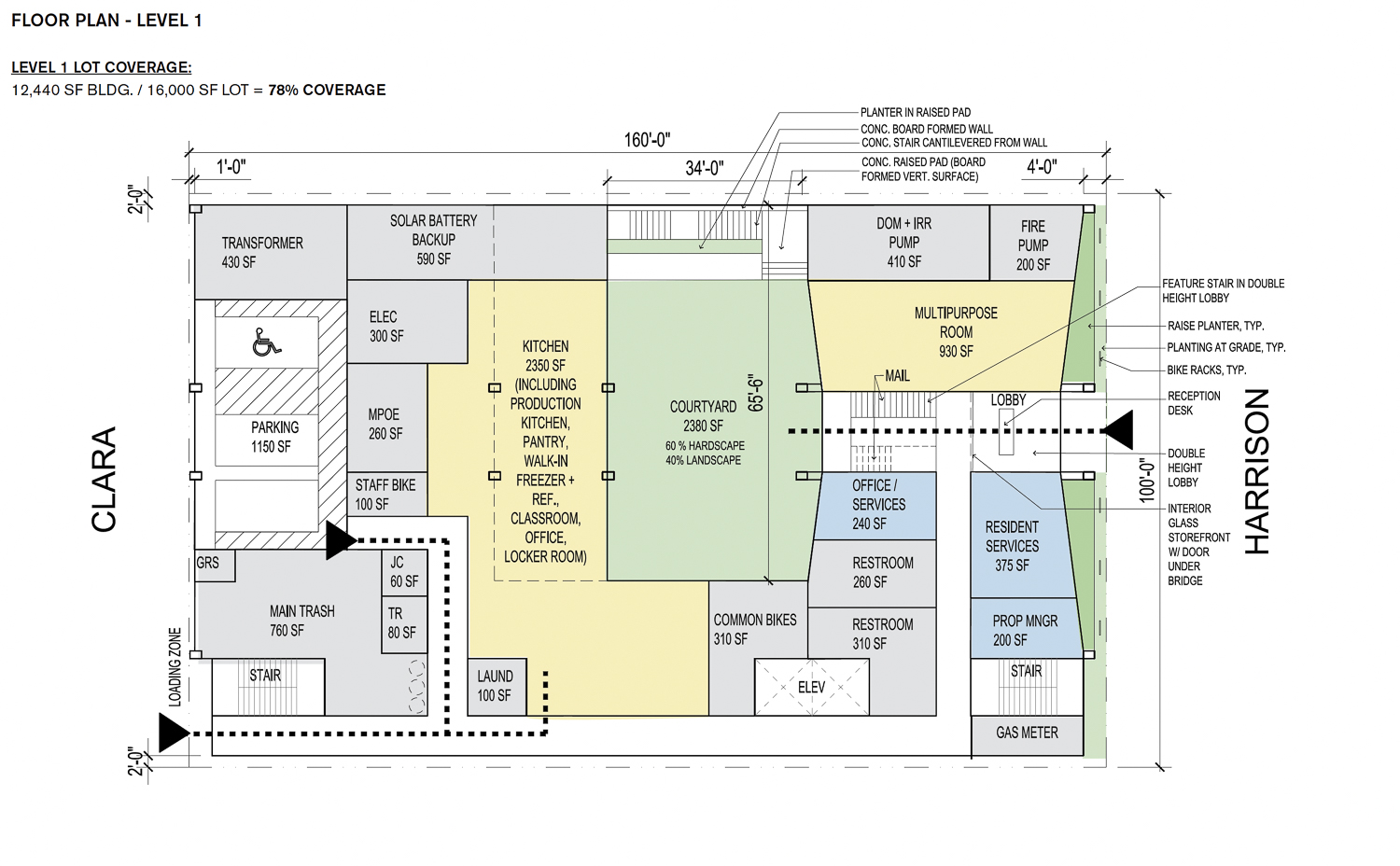 850 Harrison Street ground-level floor plan, illustration by Leddy Maytum Stacy Architects