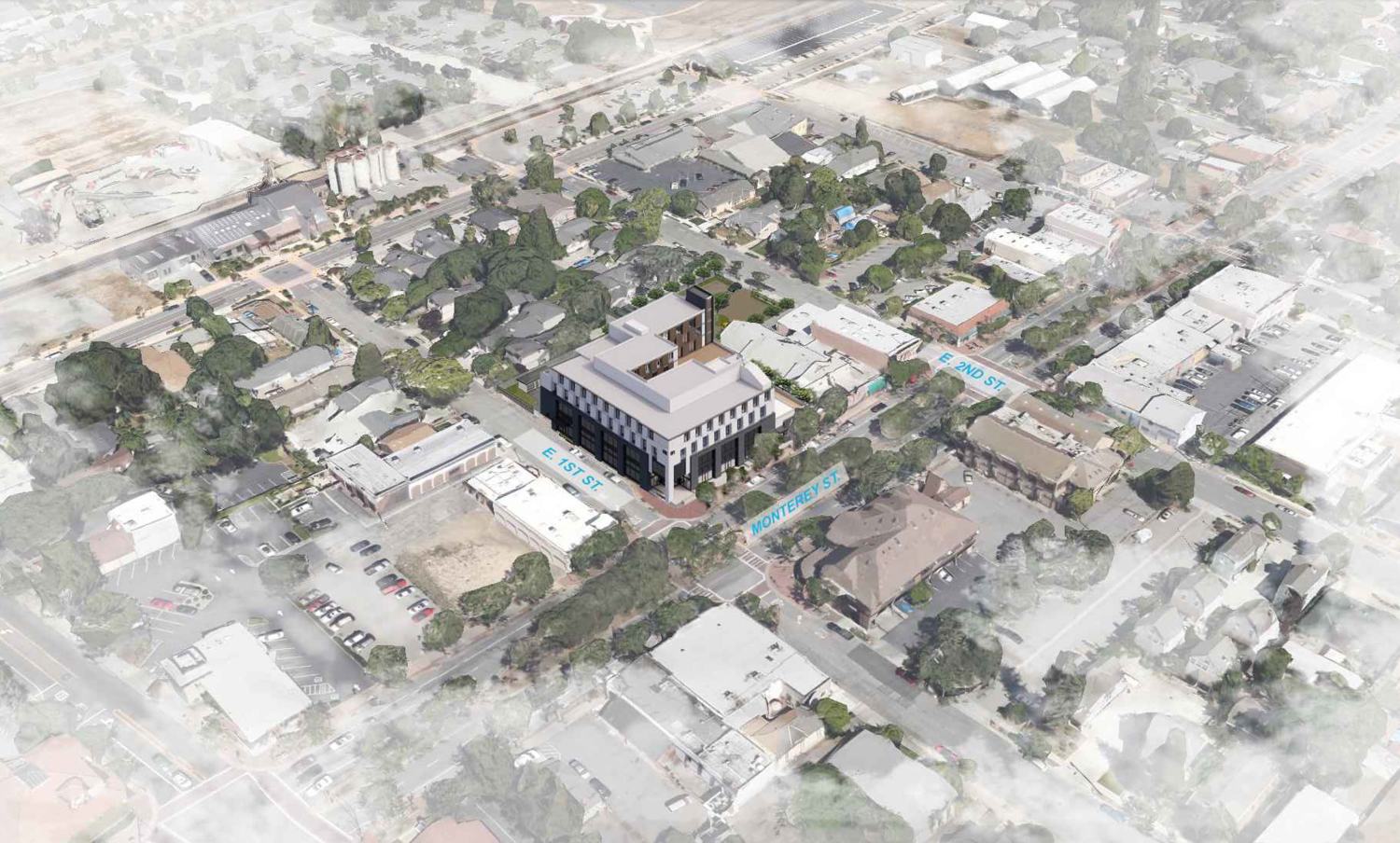 Hotel MOHI aerial view, rendering by KTGY