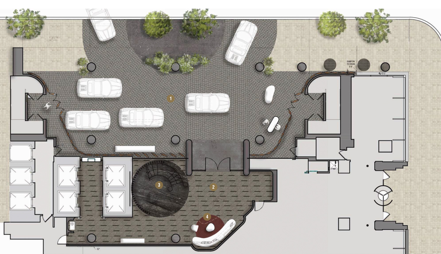 Jay Hotel ground-level plan, illustration by AvroKO