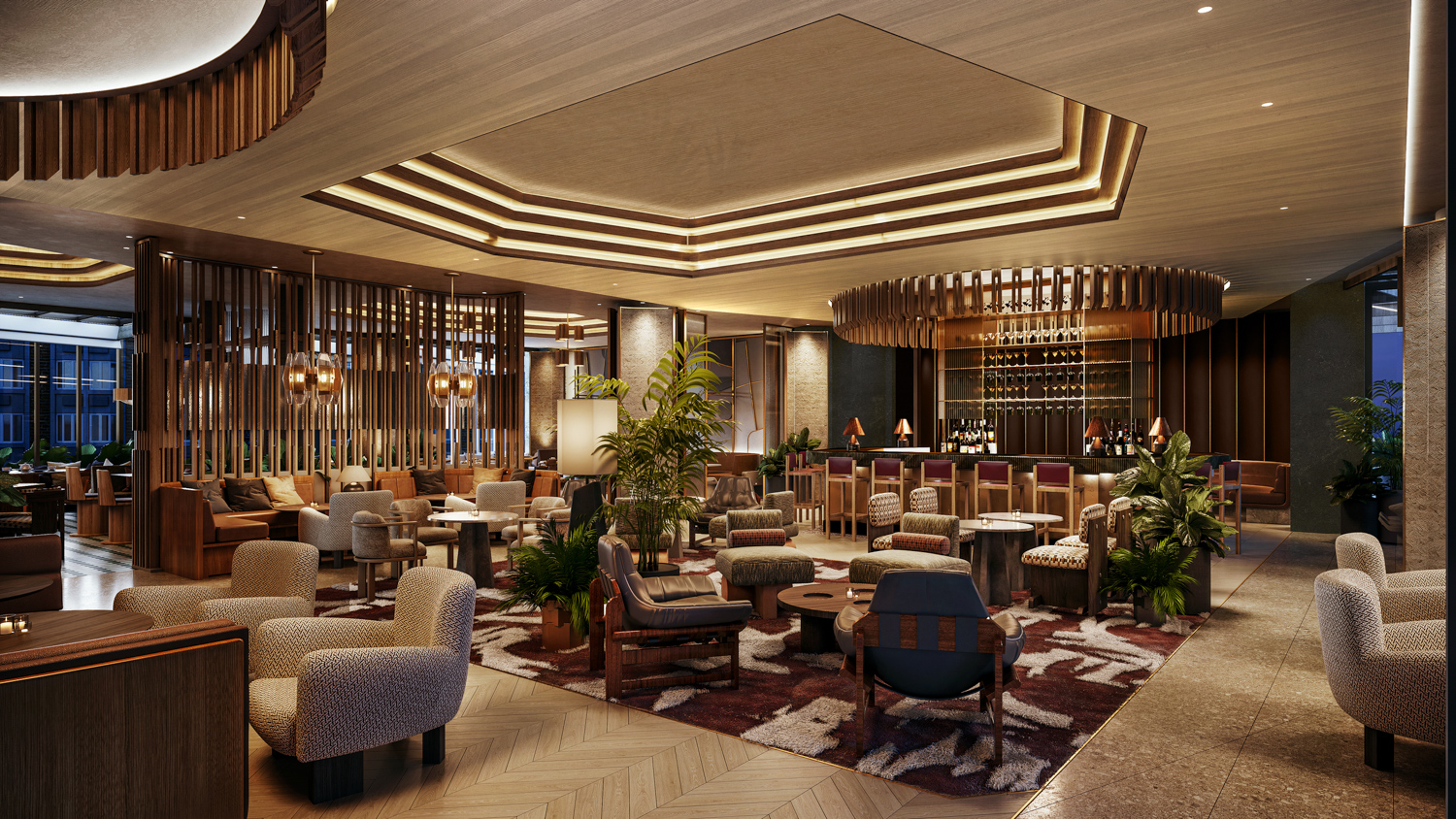 Jay Hotel third-floor bar and lounge, rendering by AvroKO