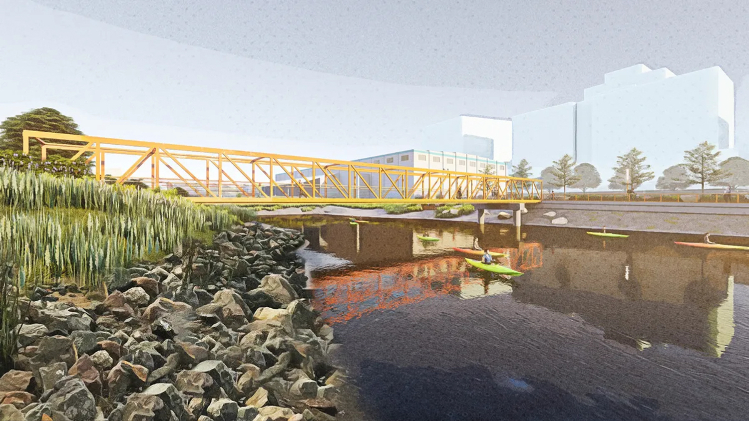 Warm Water Cove bridge, rendering via Groundworks Office