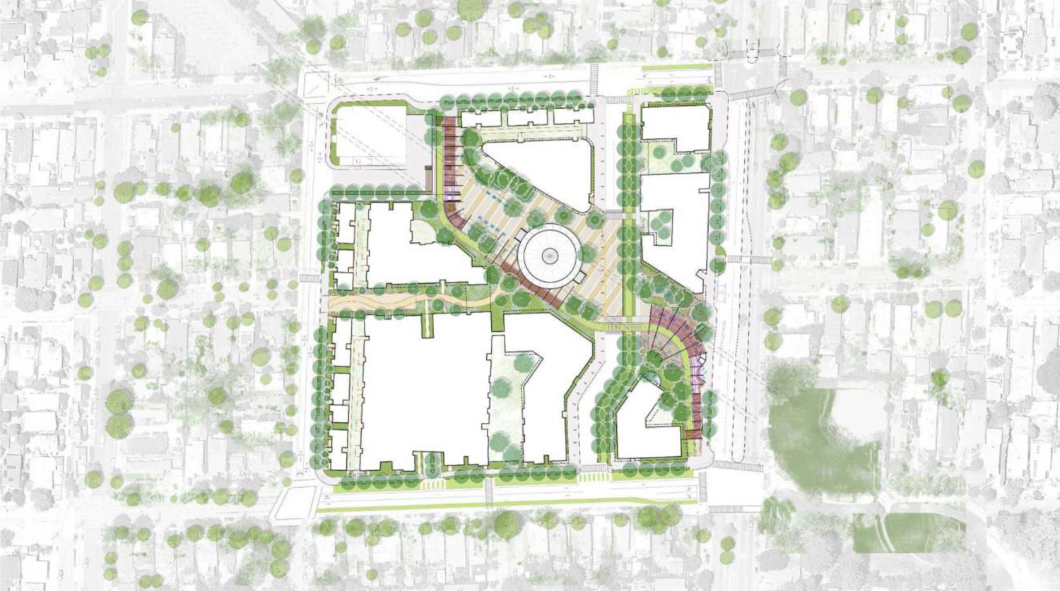 North Berkeley BART Redevelopment landscaping map, illustration by David Baker Architects