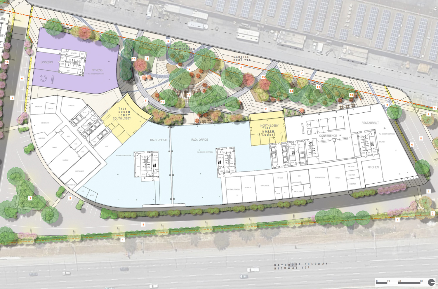 Terminal 101 site landscaping, illustration by Carducco Associates