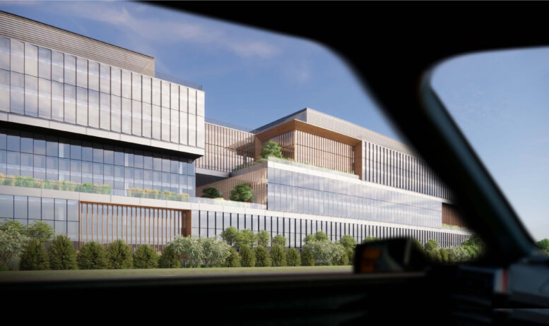 Terminal 101 view from Freeway 101, rendering by SOM
