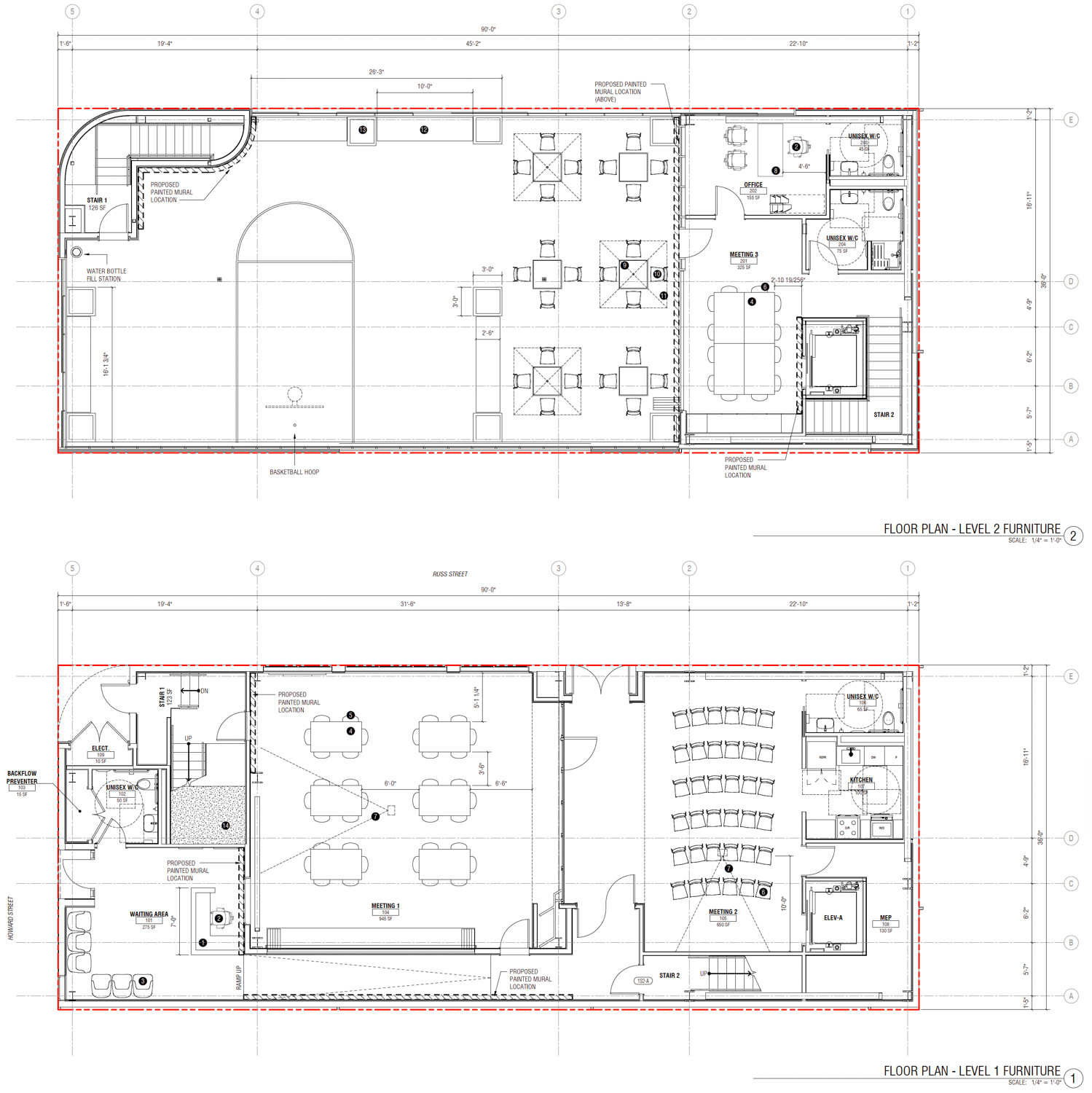 United Playaz Clubhouse floor plans, illustration by Arquitectonica