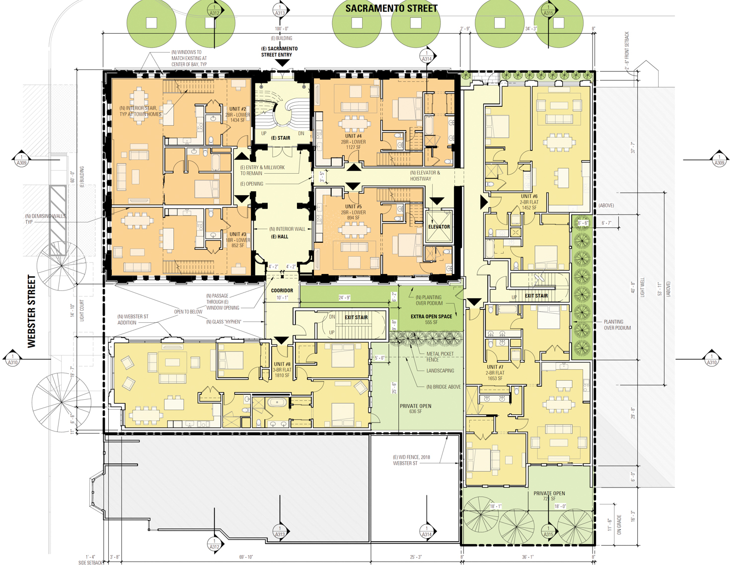 2395 Sacramento Street second-level floor plan, illustration by BAR Architects