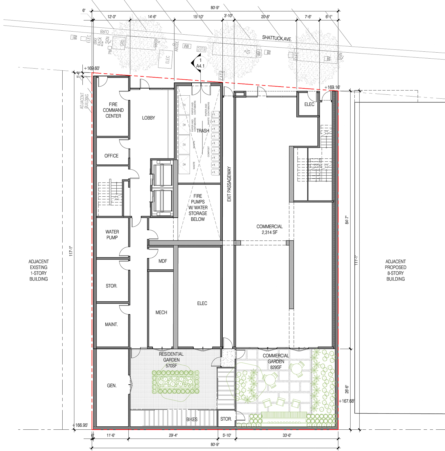 2420 Shattuck Avenue ground-level view, illustration by Trachtenberg Architects