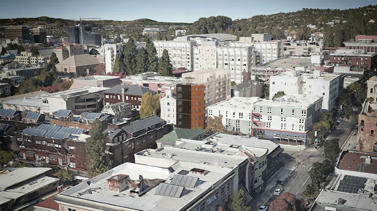 2435 Haste Street aerial view, rendering by Studio KDA