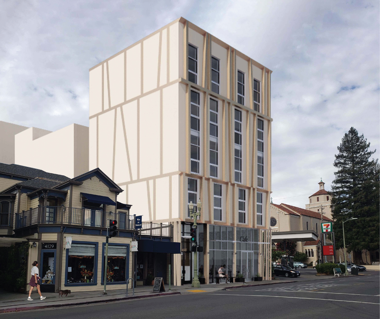 4185 Piedmont Avenue new design, rendering by Kava Massih Architects