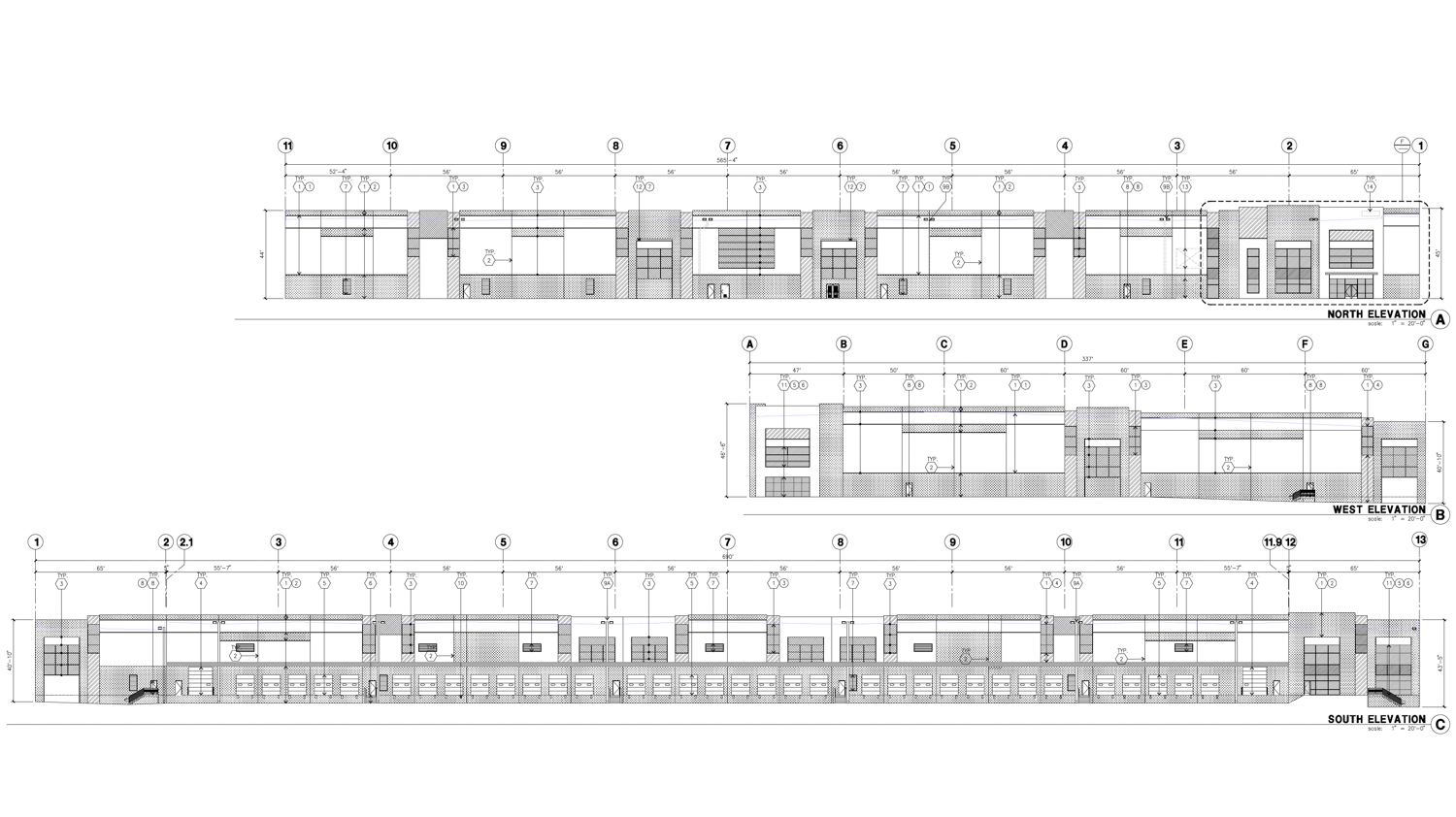 644-675 Piercy Road facade elevations, illustration by HPA Architects