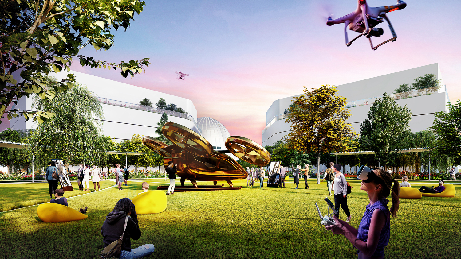 Berkeley Space Center lawn, rendering by Field Operations and HOK