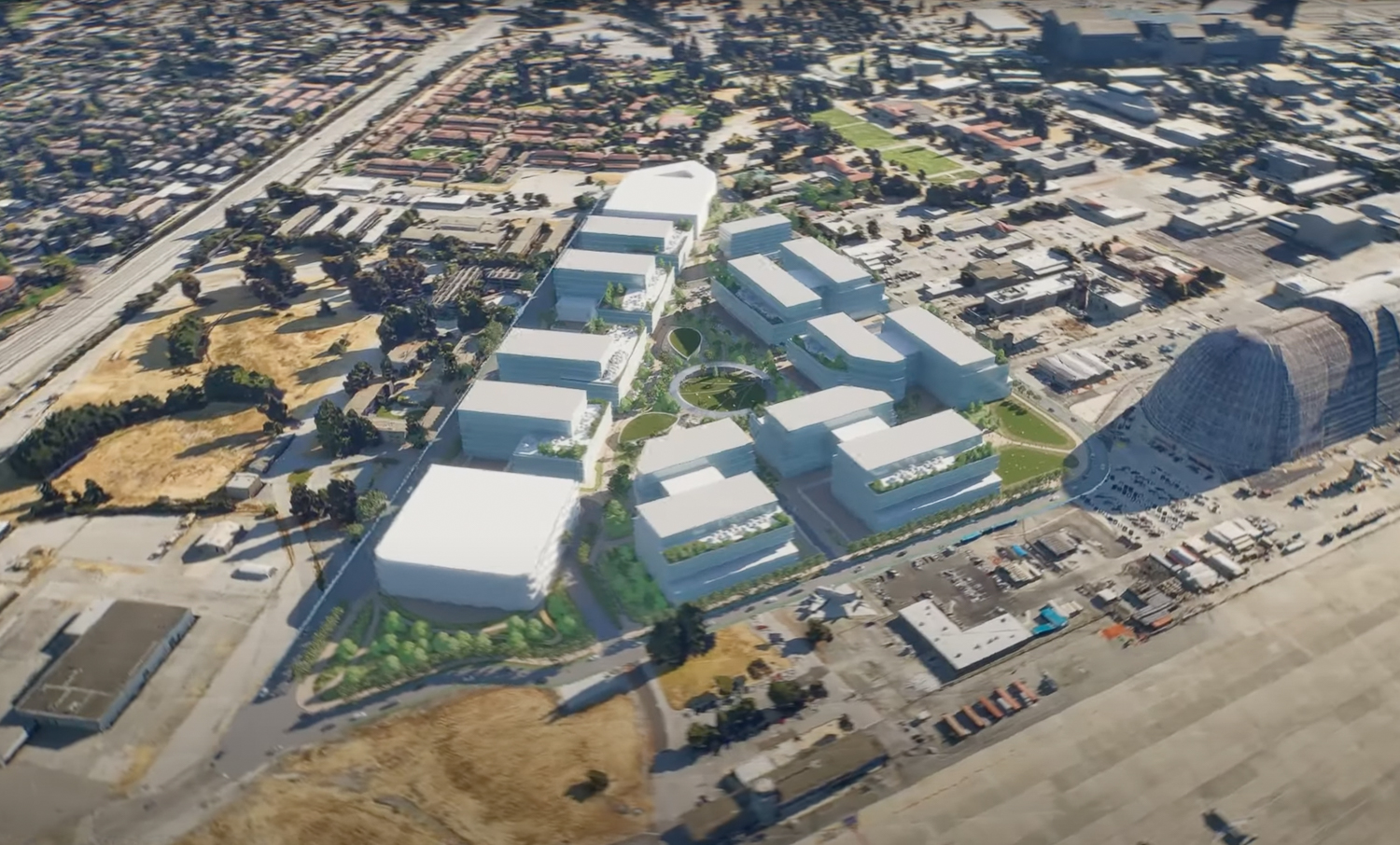 Berkeley Space Center site massing, rendering by Field Operations and HOK