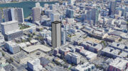 2040 Telegraph Avenue mock-up created by YIMBY, image by Google Satellite