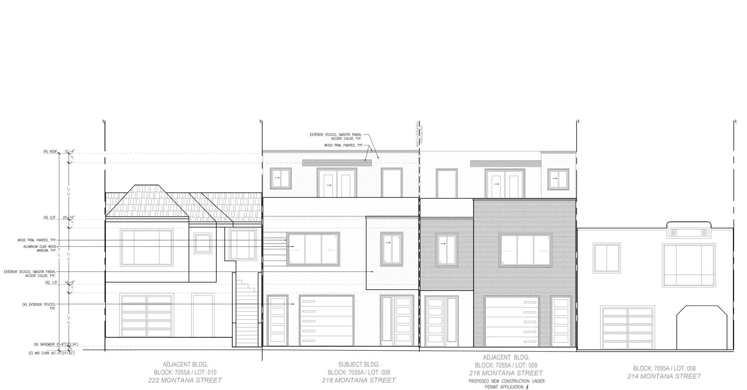 216 and 218 Montana Street elevations, illustration by Nie Yang Architects