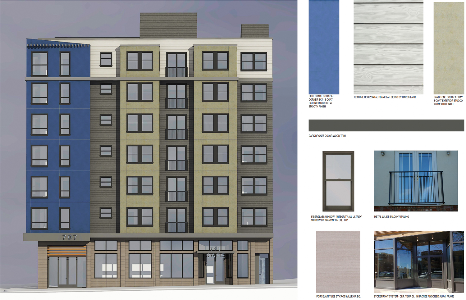 707 Washington Street exterior elevation, illustration by Schaub Li Architects