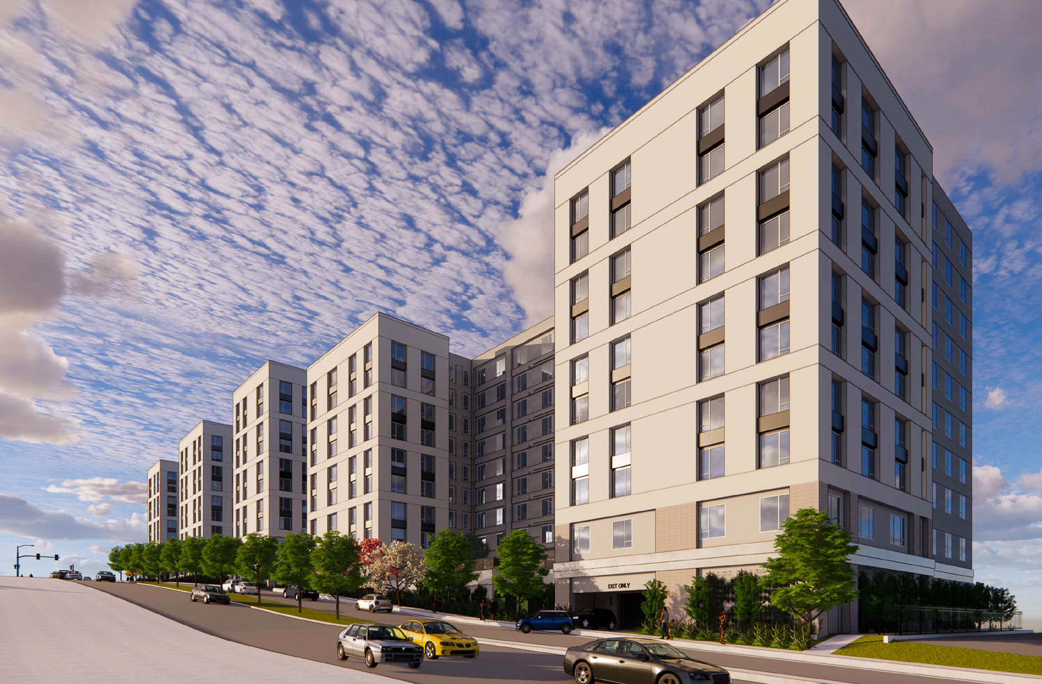 840 San Bruno Avenue view from by El Camino Real, rendering by KTGY