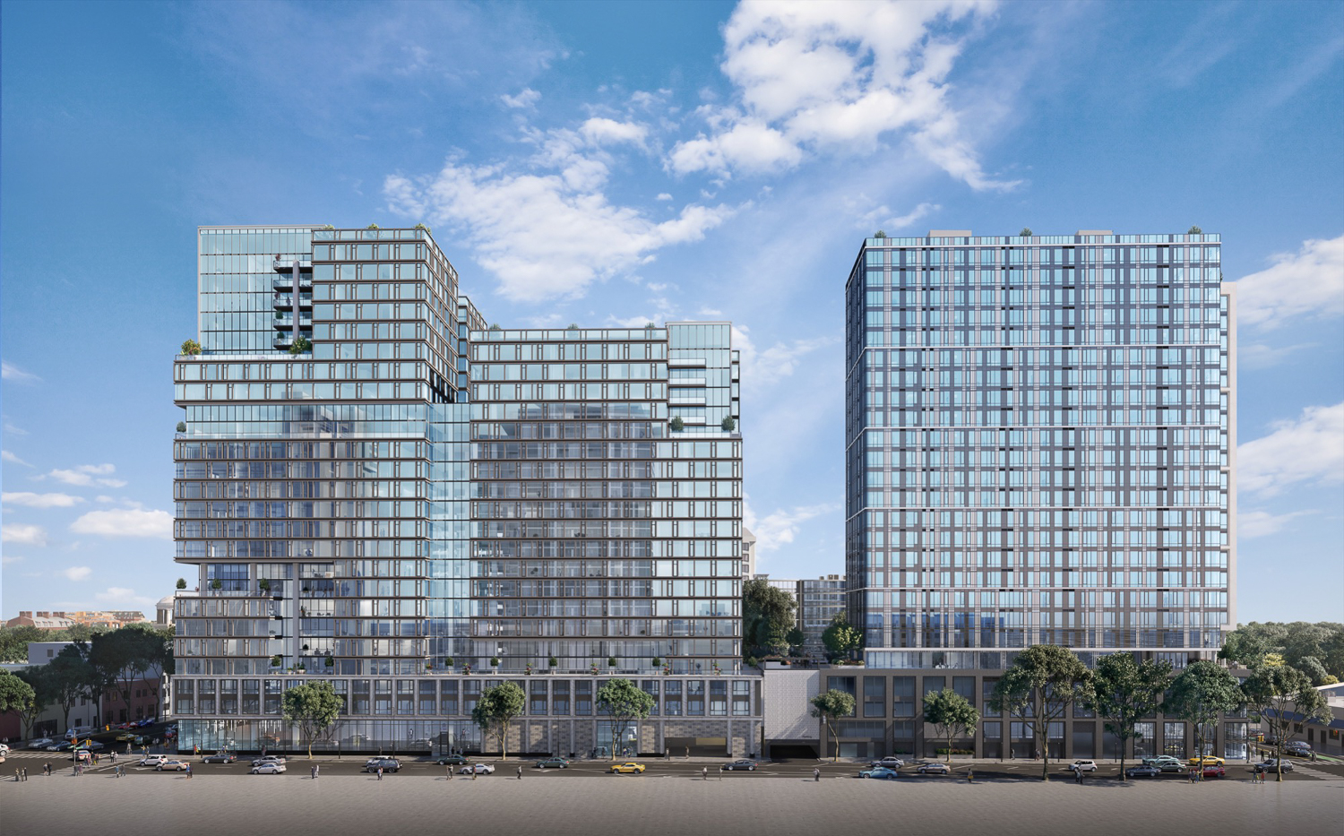 Icon (left) and Echo (right) residential development, rendering courtesy Urban Catalyst