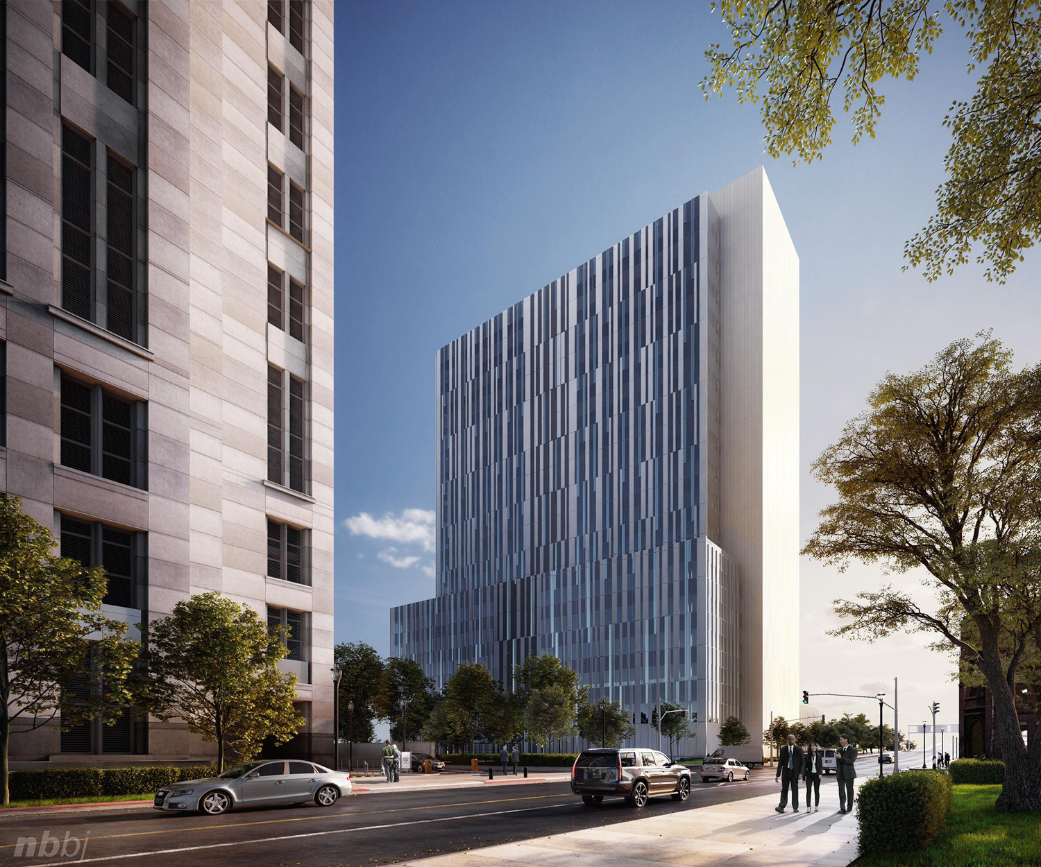 Sacramento Courthouse Building pedestrian view, rendering by NBBJ