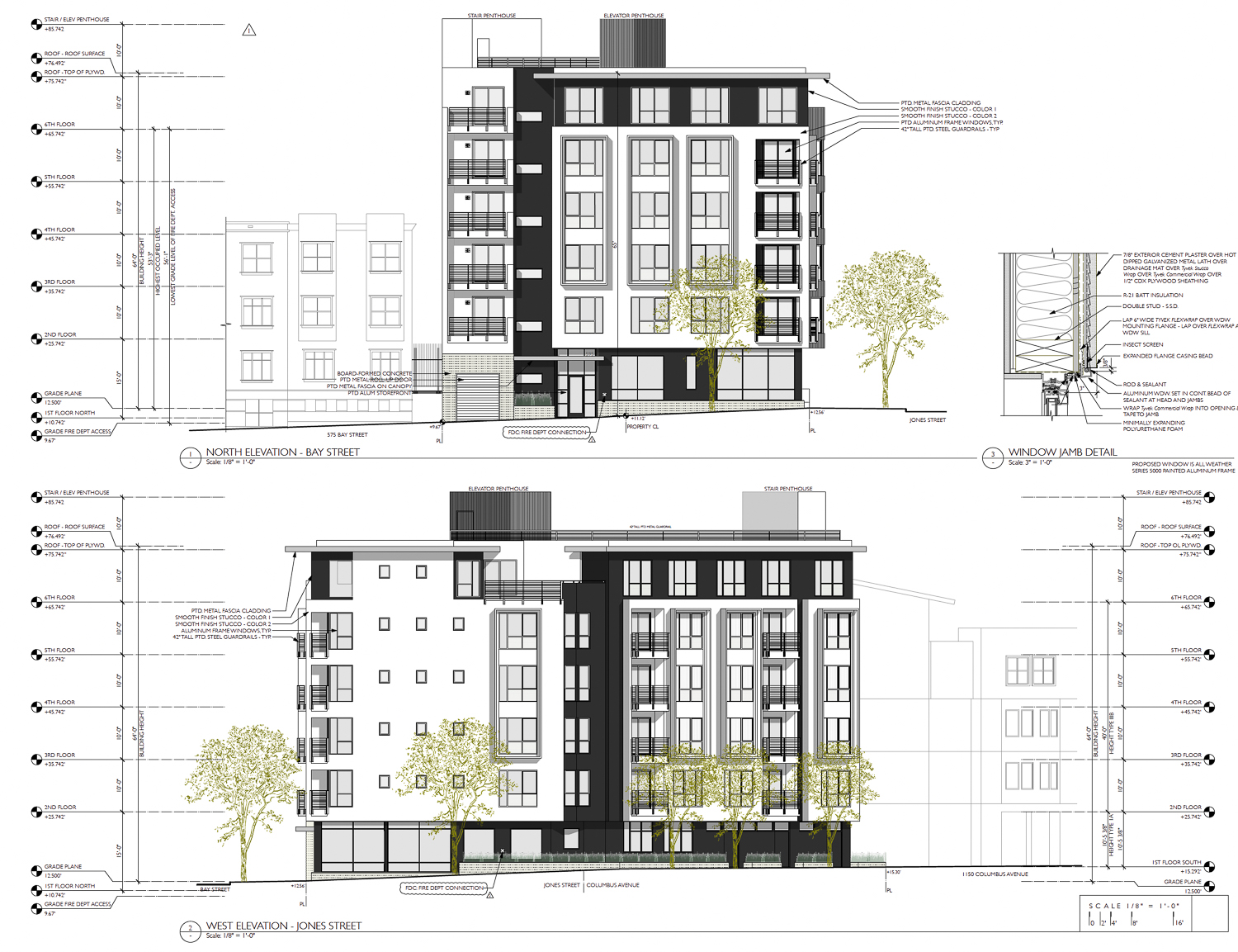 1196 Columbus Avenue facade elevations, illustration by Elevation Architects