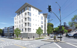 1196 Columbus Avenue seen from the corner of Bay and Jones Street, rendering by Elevation Architects