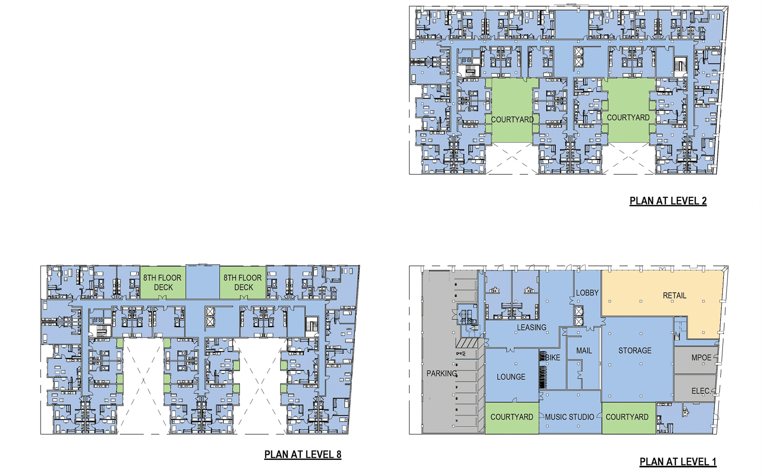 2100 Milvia Street floor plans, illustration by Kava Massih Architects