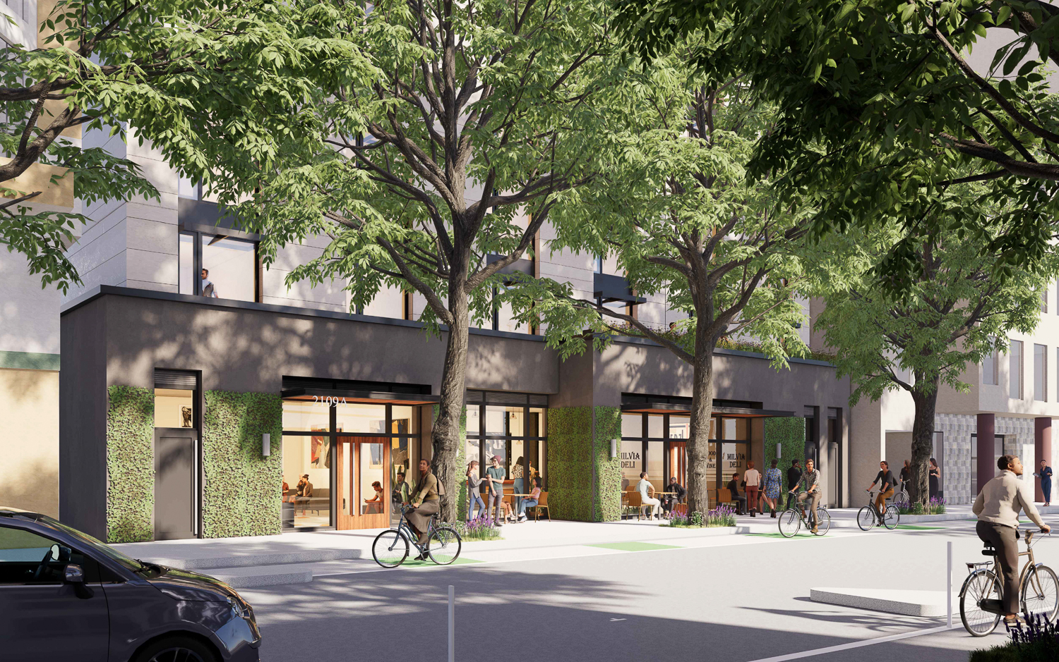 2109 Milvia Street streetscape, rendering by Trachtenberg Architects