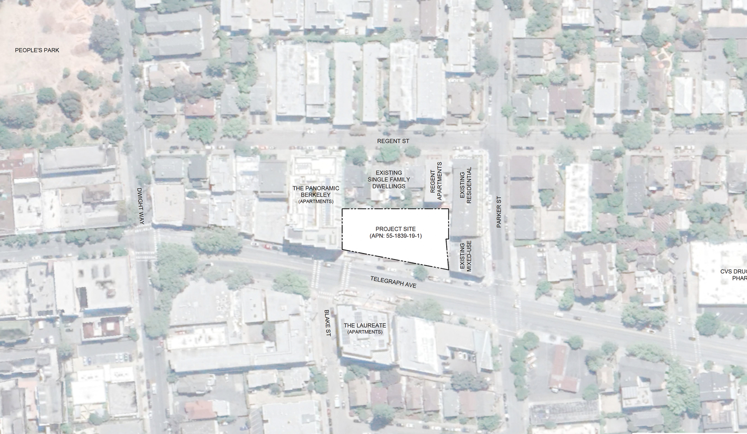 2587 Telegraph Avenue site with area context, illustration by KTGY