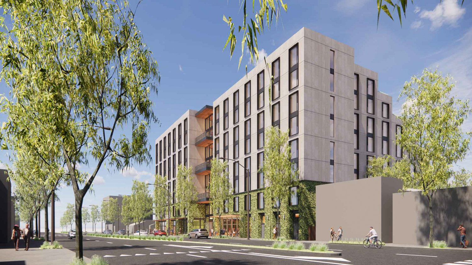 2601 San Pablo Avenue looking north, rendering by Trachtenberg Architects